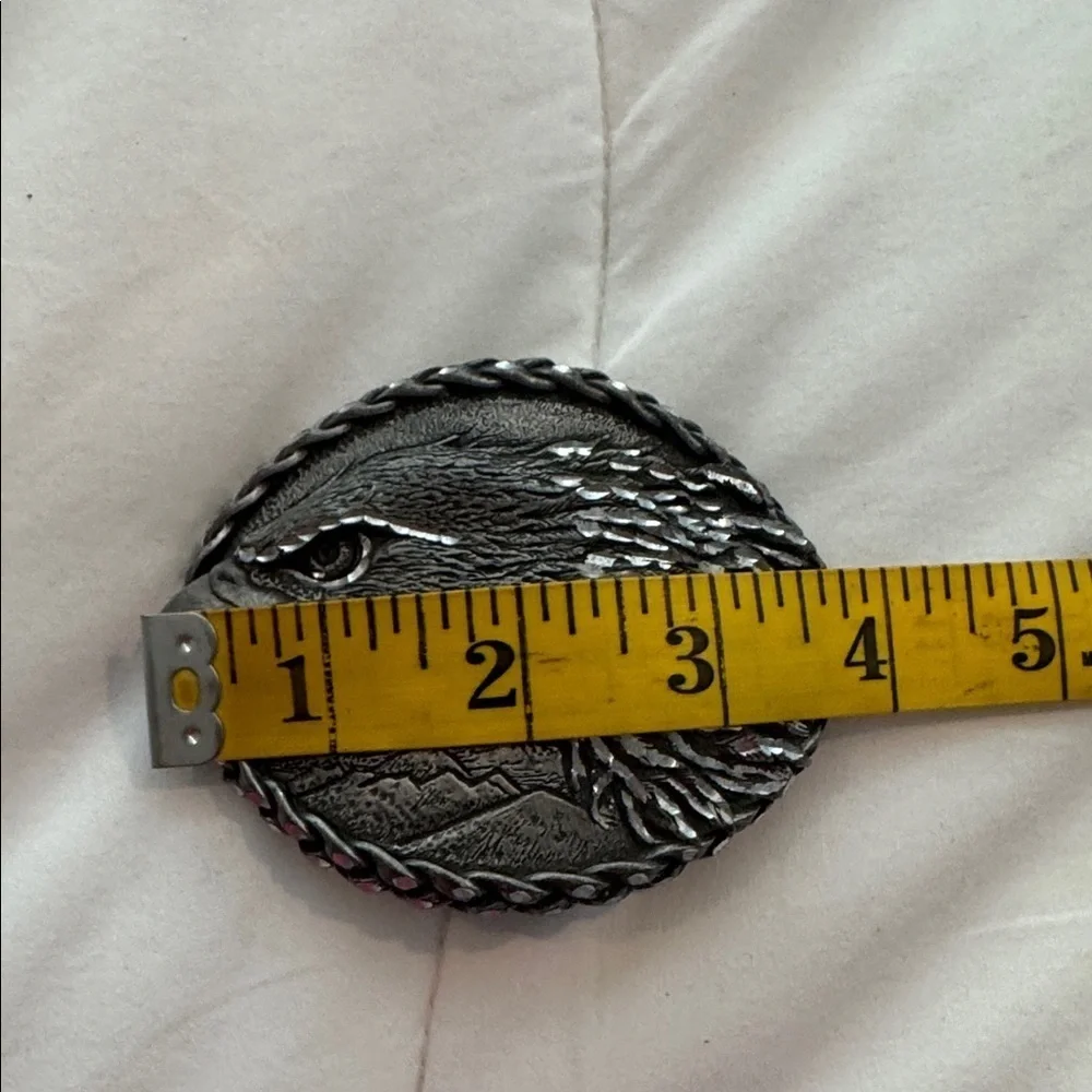 Eagle head over mountains pewter buckle made in USA 🇺🇸